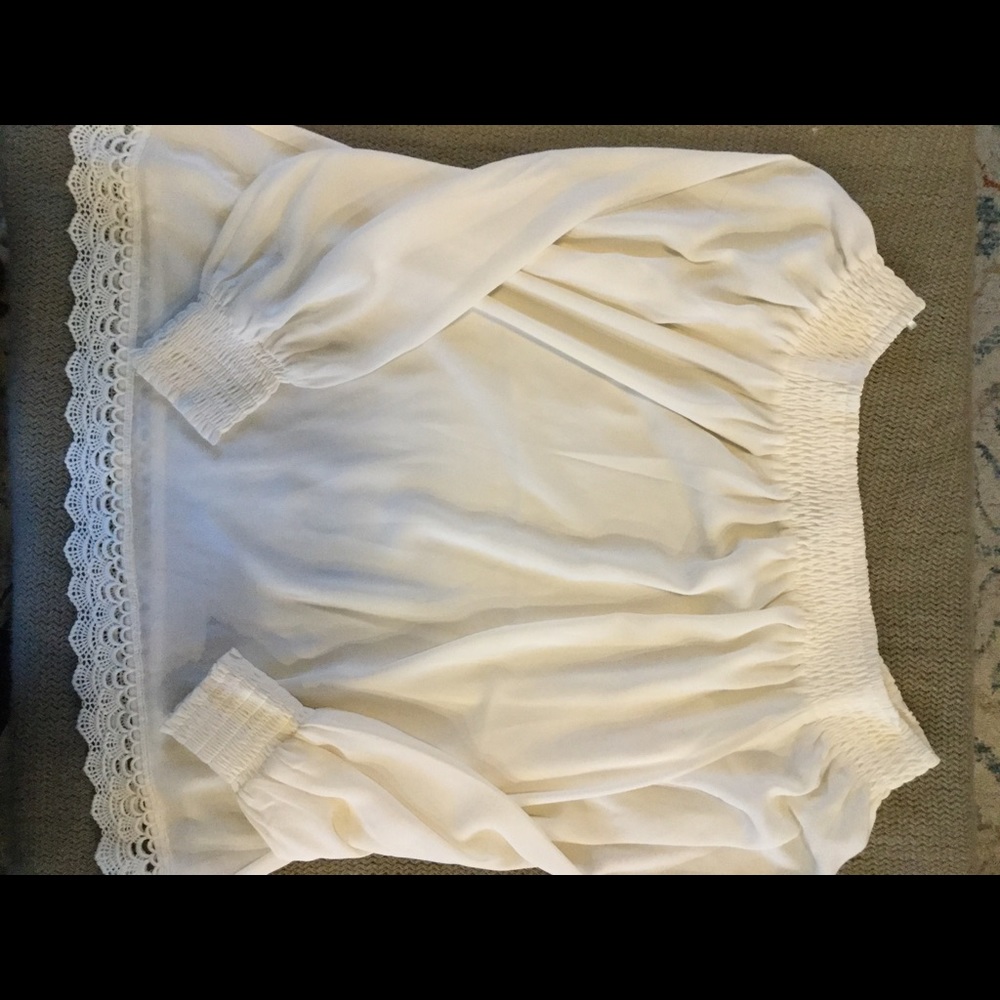 Strapless white silk top